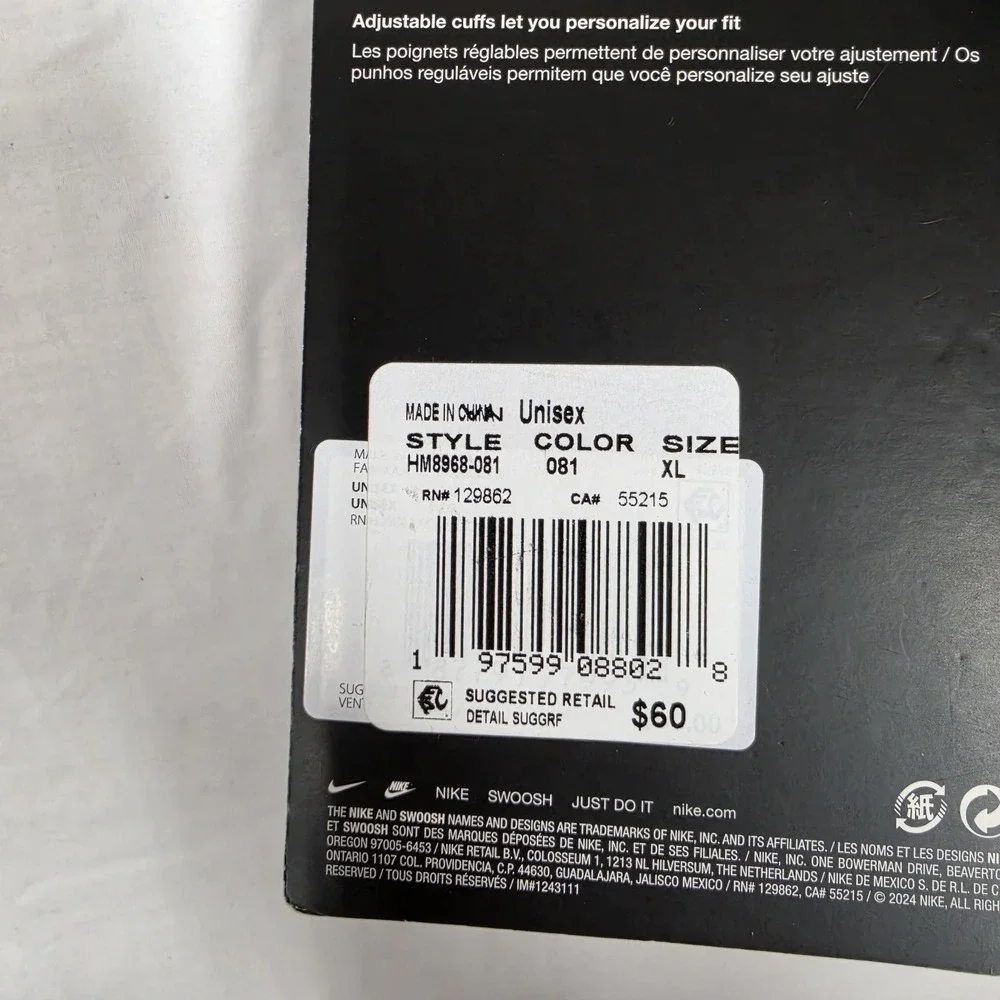 Nike High-Pile Fleece Gloves Black HM8968 081 Unisex Size XLarge